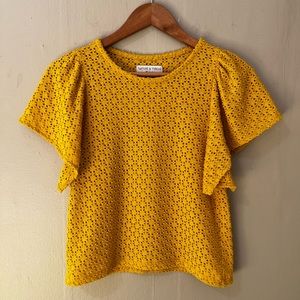 Madewell Texture & Thread Knit Flutter Sleeve Top